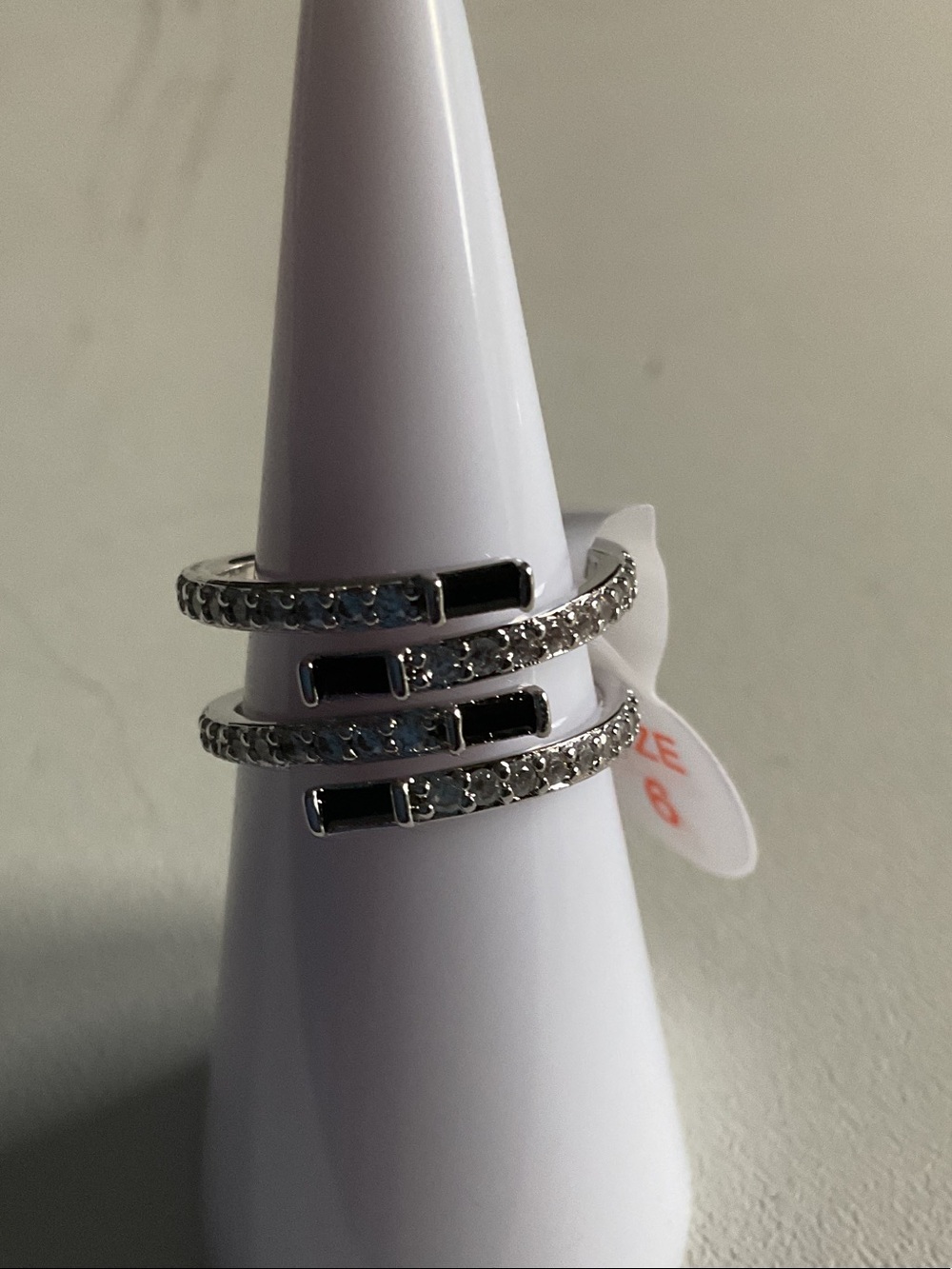 bp Triple-Stack Ring with Black Accents and Silver Crystals